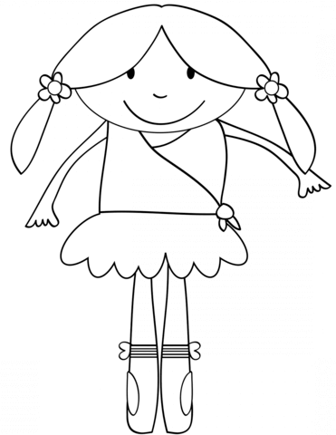 Cute Cartoon Ballerina Coloring Page